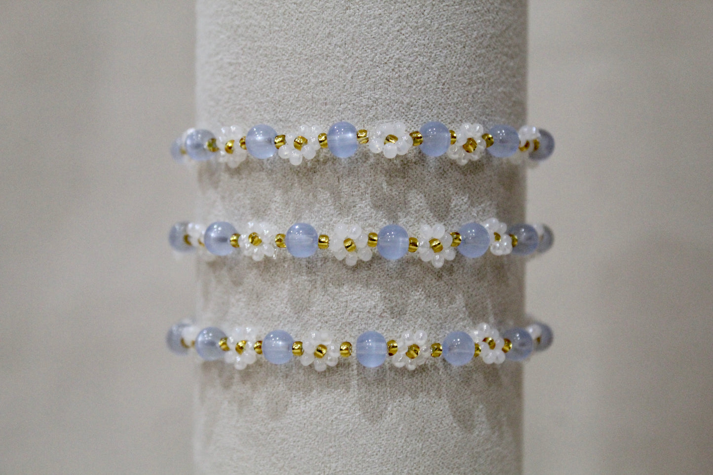 White and Blue Flower Bracelet