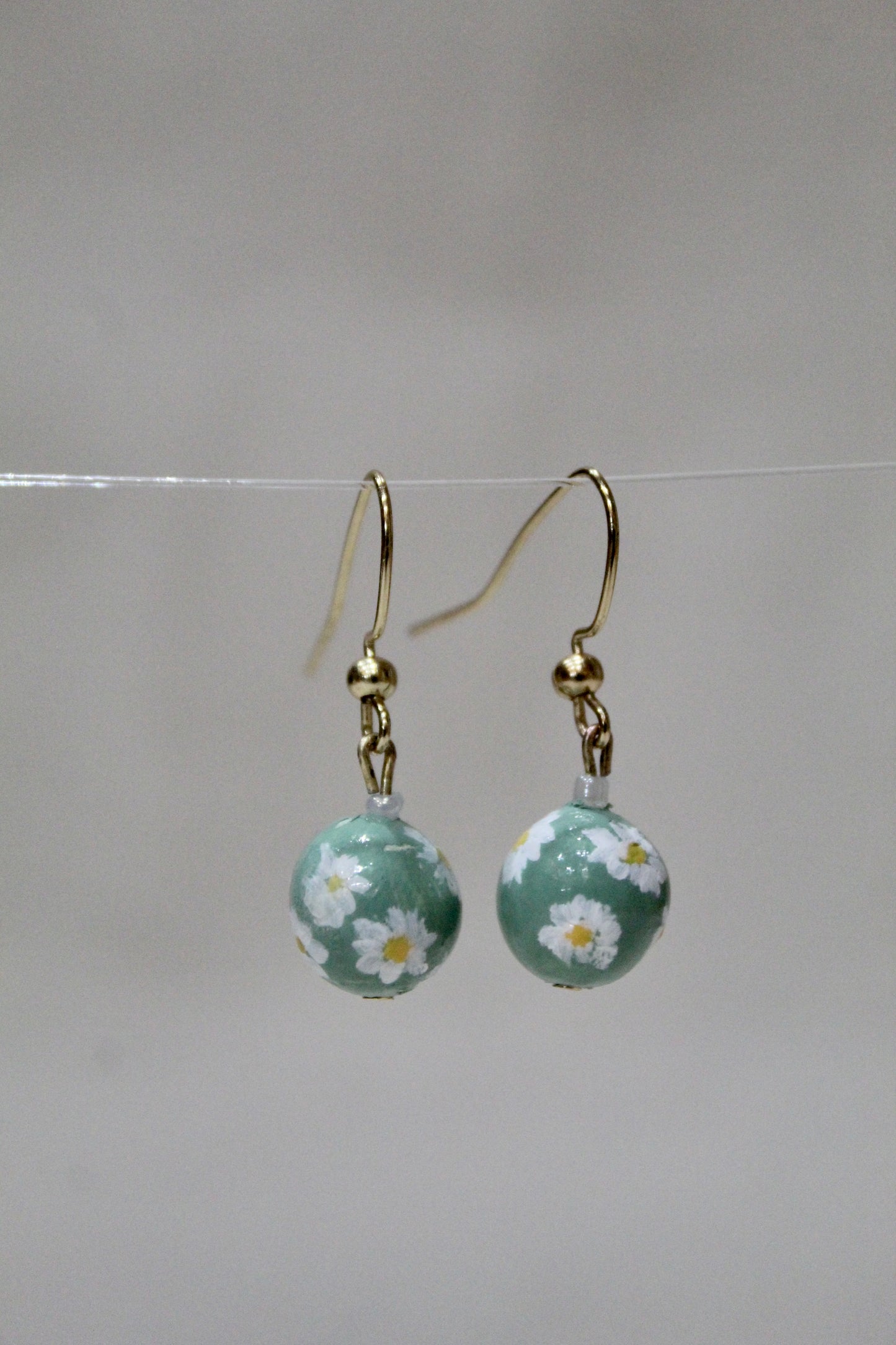Green Daisy Earrings