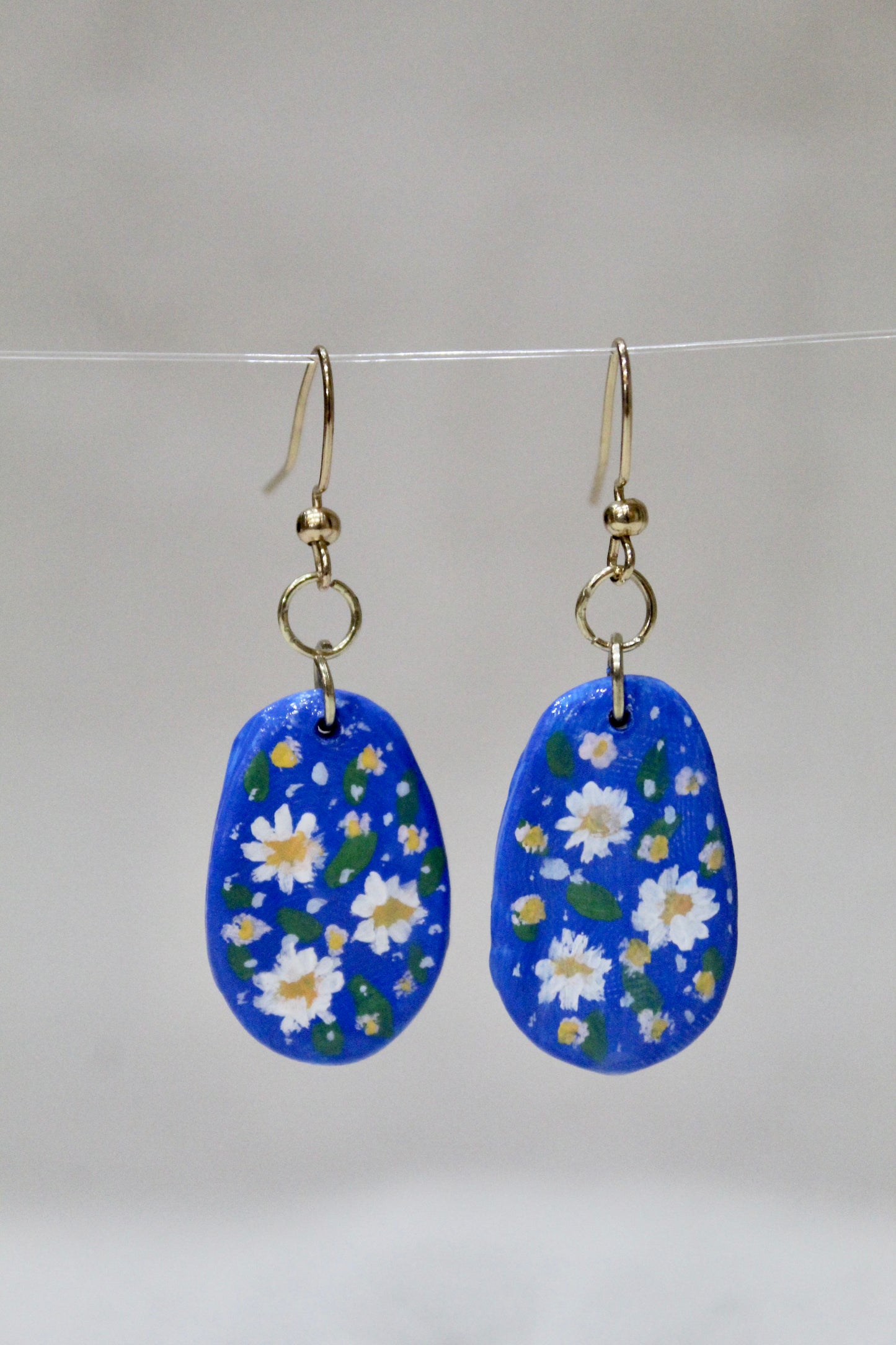 Blue Daisy Earrrings